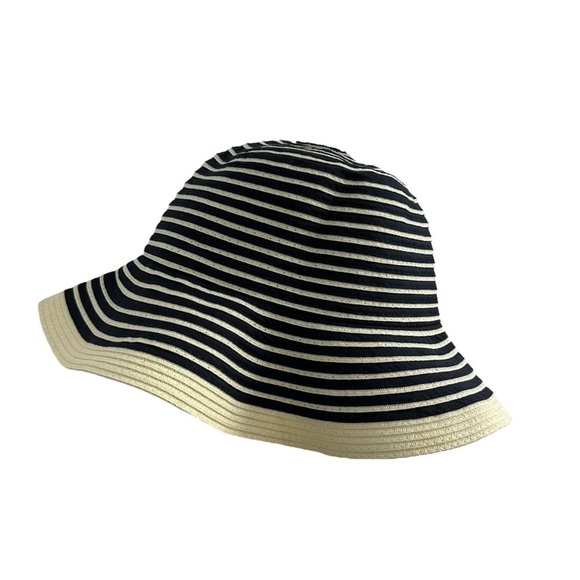 Barbour Hat Sun Striped Blue White Summer Beach Minimalist Vacation Size Large - Picture 1 of 4
